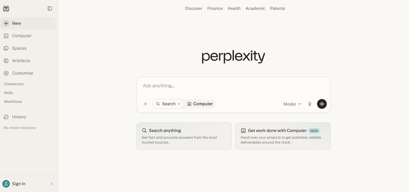 Perplexity screenshot 1