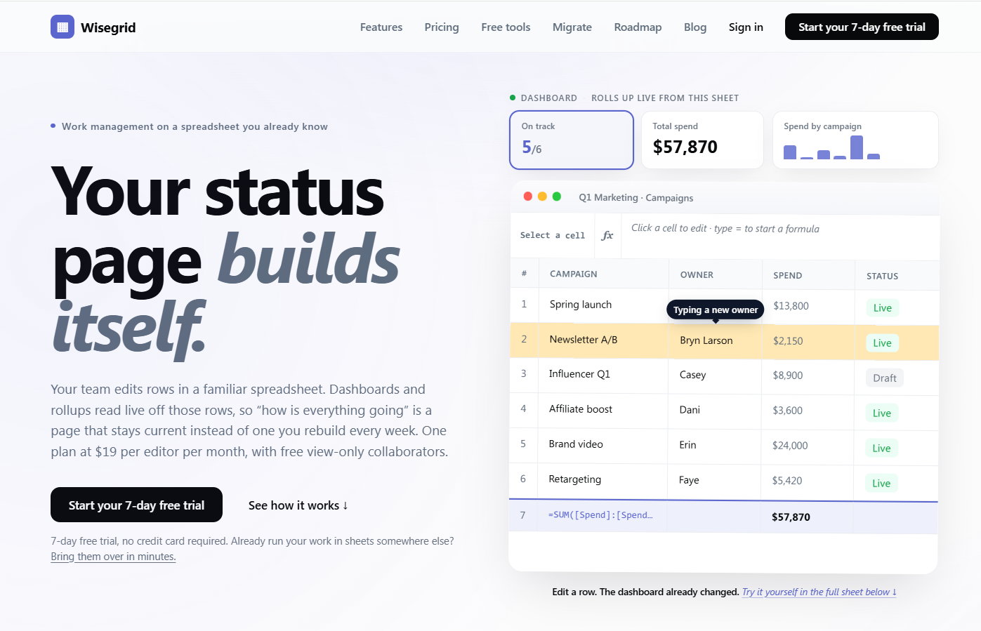 Wisegrid screenshot 1